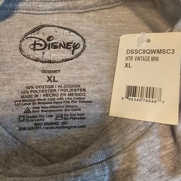 Disney Minnie Mouse Graphic T Shirt Gray XL Womens NWT Faded Polka Dot Skirt - Picture 4 of 8